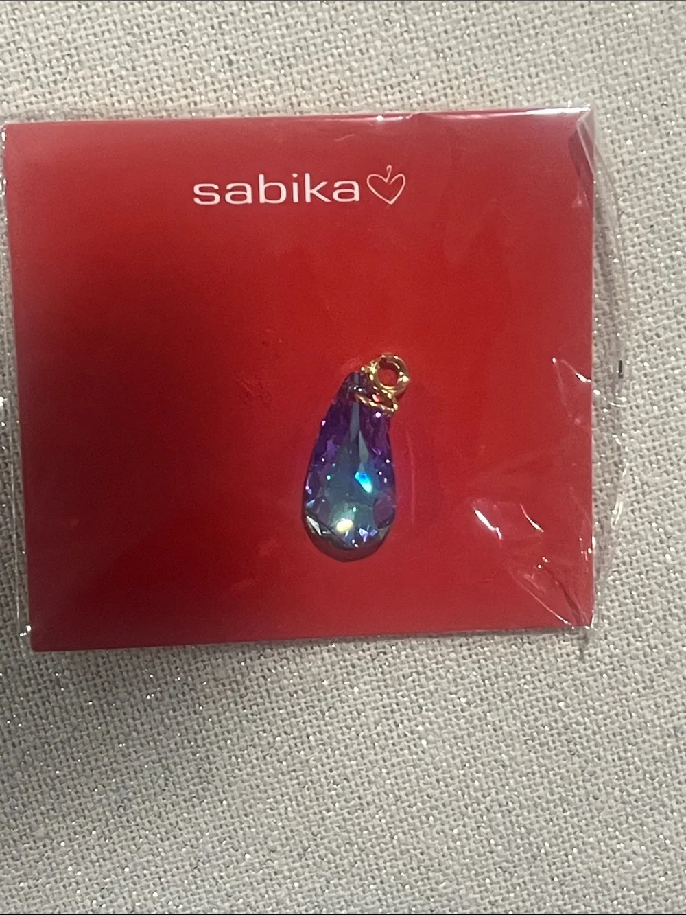 Sabika Multitone Purple Teardrop Pendant with Gold Accent
